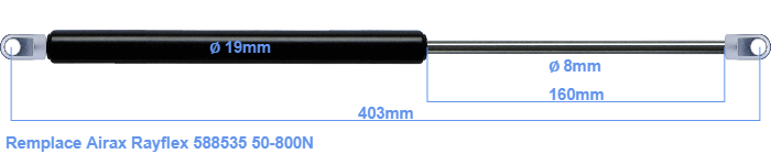 Vérin à gaz Airax 588537.01 220306.00 250N