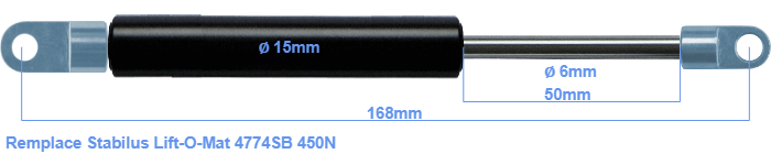 Vérin à Gaz De Remplacement Stabilus Liftomat – 195 Mm, 380 N (RN4818 0380N) – Pour Meubles De Cuisine Et Systèmes De Levage