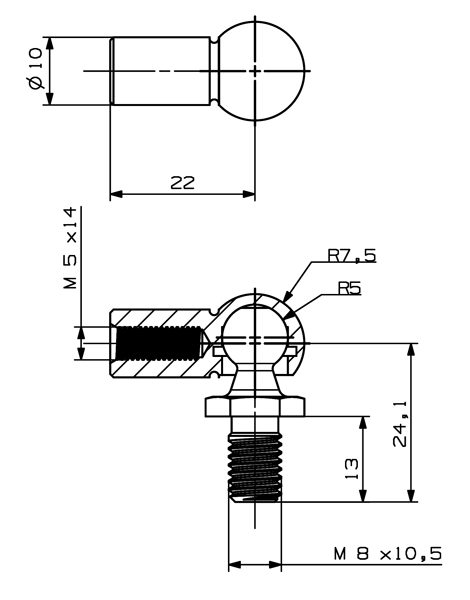 Vérin à Gaz 6/15 - Course 80mm, Force 100N - Idéal Pour Portes De Meubles, Coffres, Etc.